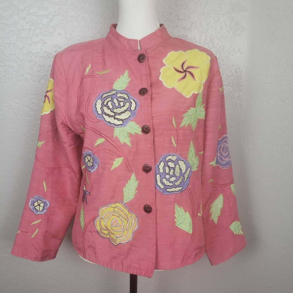 Alex Kim Pink Floral Blazer Jacket Medium